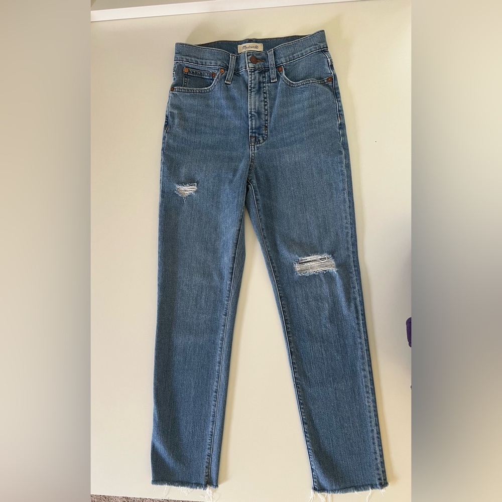 MADEWELL Women’s ‘the perfect vintage jean’ Blue Distressed Jeans size 25